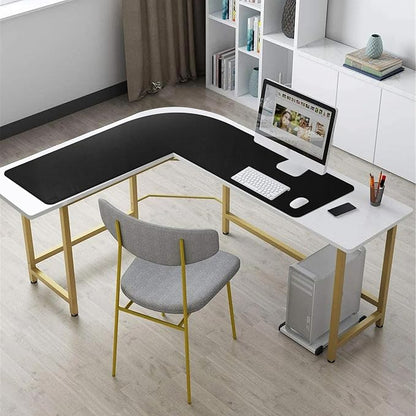 Vyaaa Corner Desk Mat, (39.4"+ 39.4") x 13" PU Leather L Shaped Desk Mat, Reversible L Shaped Corner Desk Pad, XL Gaming Mouse Pad for Computer, Gaming, Writing, Home and Office(Black)