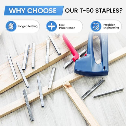 meite T-50 Heavy Duty Staples Marine, 1/2 Inch 304 Stainless Steel Staples for Staple Gun, 20 Gauge 3/8 Inch Crown Upholstery Staple for Marine Applications (1 Case)