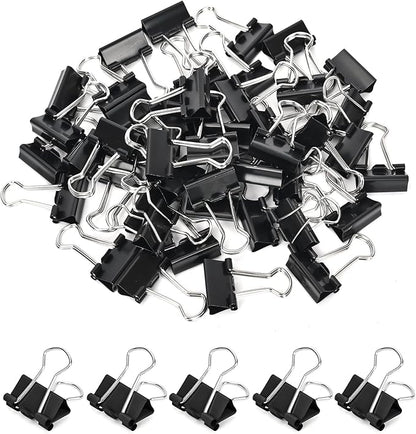Binder Clips, 50 Pack, 0.75 in Small Paper Clips for Office, (Black)