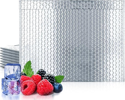 Amiff Silver Thermal Bubble Mailer, ‎24 x 20 Inches. 10 Pack Metallic Bubble Mailers. Self-Seal Insulated Mailers for Cold Shipping. Padded Envelopes Waterproof. Thermal Bag for Food, Cosmetics