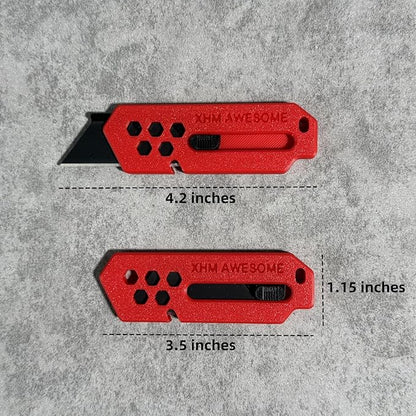 XHM Awesome Small Box Cutter Retractable Blade Ultility Knife, For Artwork, Cardboard Cutting, Package/Letter Opening, Home, Office & EDC Use, Pack of 3 (RED)