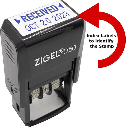 ZIGEL D50 Date Stamp with FAXED - Self Inking Date Stamp - Blue