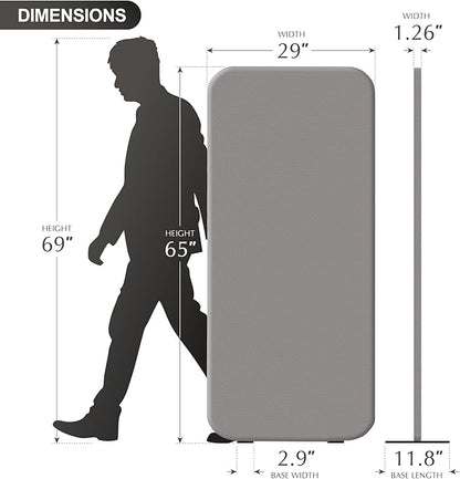 DECOLAB Standing Wall Room Dividers, Portable Partition for Room Separation, Studio, Office, Bedroom, Pinnable Magnetic Frame, 29"x65", Sterling