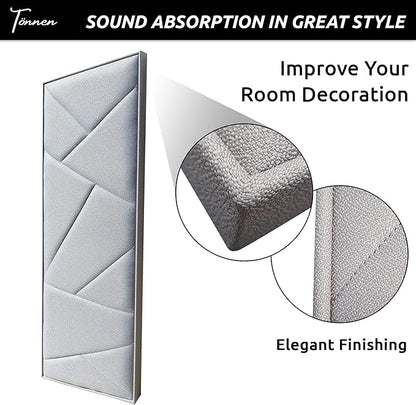 Tönnen Sublime Acoustic Panel | Professional Sound Absorbing Panel | Decorative Soundproof Panel | Acoustic Wall Panel (38x15x2 in - 1 piece - Gray)