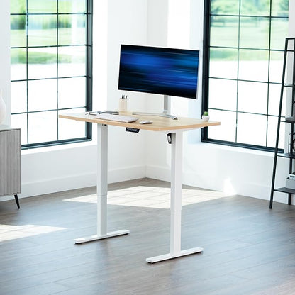 VIVO Electric 48 x 30 in Standing Desk, Memory Height Adjustment, 1B Series, Holds 220 lbs, One-Piece Light Wood Top, White Frame, DESK-KIT-1W5C