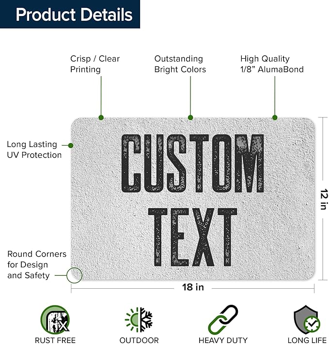 Custom Sign, Custom Street Sign, 11 Font Colors, 13 Font Styles, 4 Hole Options, 22 Sizes, 12x18 Inches, Rust Free DiBound, Fade Resistant, Made in USA by My Sign Center (Concrete)