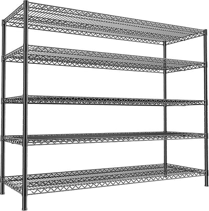 REIBII 55.5" W Storage Shelves 3200LBS Metal Shelving 5 Tier Wire Shelving Unit Garage Shelving Heavy Duty Metal Shelves for Storage Rack Commercial Adjustable Pantry Shelf, 55.5" W X 18''D X 71" H