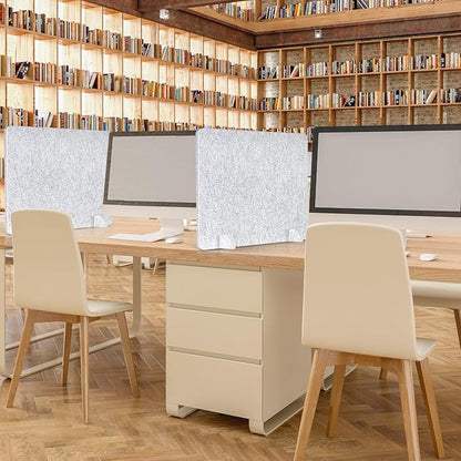 AMUSIGHT 4 Pack Acoustic Desk Dividers - 24" x 20" Freestanding Privacy Panels Set with Noise - Reducing Design Cubicle Sound Proof, Ideal for Office, Classroom, and Home (Silver Gray)