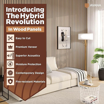 Avana Acoustic Wood Wall Panels – 47.2 X 12.6 White Oak Acoustic Panels 2 PCs – Modern Wall Panels For Interior Wall Decor For Homes, Offices, Studios – Sturdy And Durable Wood Panels For Wall