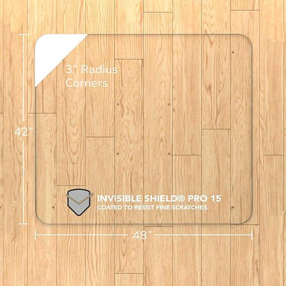 Vitrazza Glass Chair Mat 42” x 48” Superior ¼ Thick, Luminoso Low-Iron Ultra Clear, Certified Tempered Safety Glass, Delivers a Smooth Glide, Protects Carpet or Wood, Beautiful in Home or Office.
