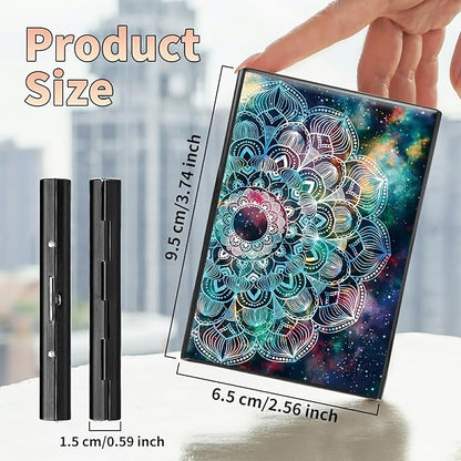 BWEGRHE Slim Credit Card Holder, Art Mandalas RFID Blocking Metal Wallet for Men & Women, Aluminum Minimalist Hard Case Pocket-Sized Business Cards Organizer (Fits Up to 10 Cards)
