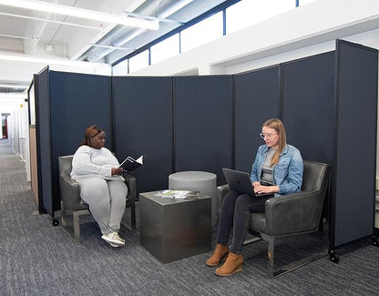 Versare Room Divider 360 Portable Wall Partition | Folding Panels | Large Freestanding Divider | Locking Wheels | Temporary Room Separator