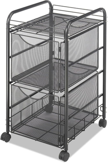 Safco Onyx Rolling Cart with 2 File Drawers, Fits Letter-Size Hanging Folders, Durable Steel Mesh Construction, Black