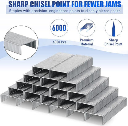 Marspark 10 Pcs Stapler for Desk Office Staplers Bulk with 6000 Staples 25 Sheet Capacity for School Office (White)