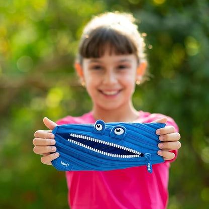 ZIPIT Monster Pencil Case for Kids, Cute Zipper Pouch for Boys Girls and Teens, Stationery Bag for School ,Blue