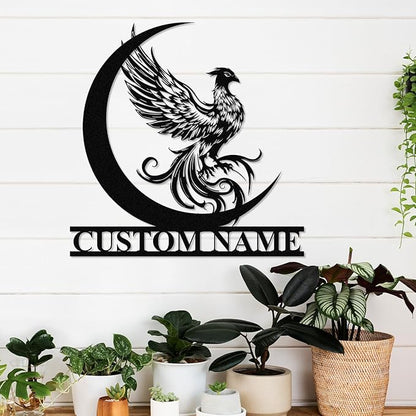 Dyoart Custom Phoenix Metal Sign | Personalized Last Name Signs | Phoenix Wall Art | Metal Outdoor Wall Decor | Personalized Housewarming Gifts | Phoenix Wall Decor for Living Room Bedroom