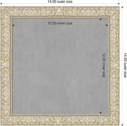 Amanti Art Silver Framed Magnetic Board 14x14 X-Small Vision Board for use with Magnets, 100% Metal Sheet to Display Items as Office Decor or for Home Organization in mudroom, Kitchen or Kids Room