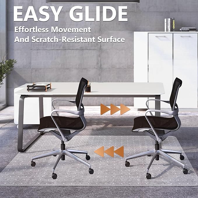 Office Chair Mat for Carpets - 45” x 53” Clear Carpet Chair Mats for Low Pile Carpeted Floors Home Office, Studded Floor Mat for Office Chair on Carpet