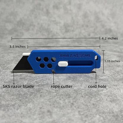 XHM Awesome Small Box Cutter Retractable Blade Ultility Knife, For Artwork, Cardboard Cutting, Package/Letter Opening, Home, Office & EDC Use, Pack of 3 (BLUE)