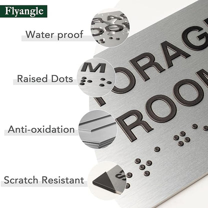 Meeting Room Signs for Business and Office Sign, ADA Signs with Raised Text & Grade 2 Braille, Easy Installation with Adhesive Pad – Brushed Aluminum/Silver