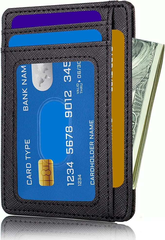 TOURSUIT Travel Minimalist Slim Front Pocket Wallet for Men Women, RFID Blocking Credit Card Holder Case (Cross Black)