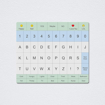 Communication Board For Adults- Non-Slip, Portable Letter Chart for Non-Verbal, Stroke Recovery, Effective Visual Aids for Non-Speaking Patients, Pain Scale, QWERTY or ABC (ABC)