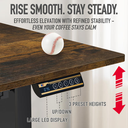 40-Inch Electric Height Adjustable Standing Desk with Drawer, Memory Preset and Cable Management Tray, Rustic Brown