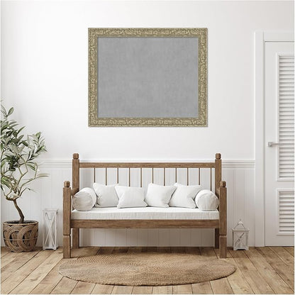 Amanti Art Silver Framed Magnetic Board 39x47 X-Large Vision Board for use with Magnets, 100% Metal Sheet to Display Items as Office Decor or for Home Organization in mudroom, Kitchen or Kids Room