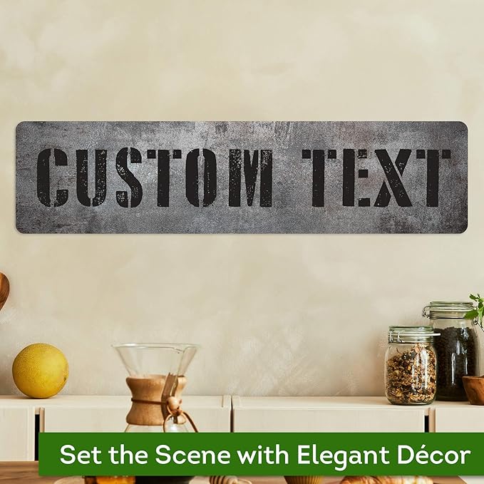 Custom Sign, Custom Street Sign, 11 Font Colors, 13 Font Styles, 4 Hole Options, 22 Sizes, 6x24 Inches, Rust Free DiBound, Fade Resistant, Made in USA by My Sign Center (Grunge Metal)