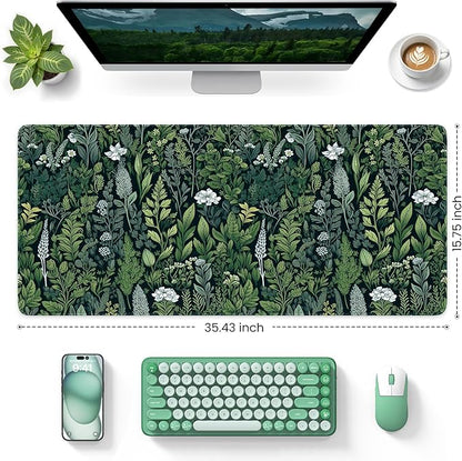 iCasso Desk Mat, Big Desk Pad, XXL Extended Gaming Mouse Pad, Large Mouse Pad for Desk Rubber Base Mousepad with Stitched Edges, Keyboard Mouse Mat (Dark Green)