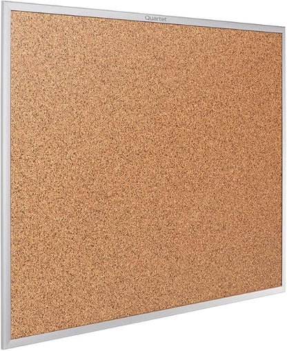 Quartet Cork Board, Bulletin Board, 3' x 2' Corkboard, Aluminum Frame (2303)