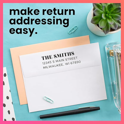 ExcelMark Personalized Return Address Stamp – Custom Self Inking Rubber Stamp (Medium, The Statement)