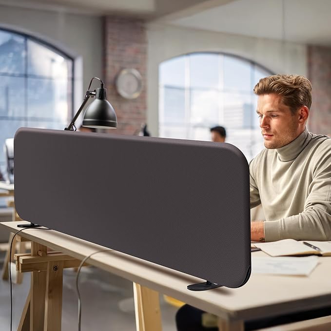 DECOLAB Desk Divider, Portable Desktop Privacy Panels Partition for Study, Home Office, Workplace, Students, Free Standing, Anti-Scratch, 48"x18", Iron