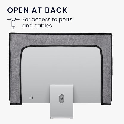 kwmobile Dust Cover for 24-26" Monitor - Linen Monitor Display Protector - Protect Your Computer Screen - Dark Grey