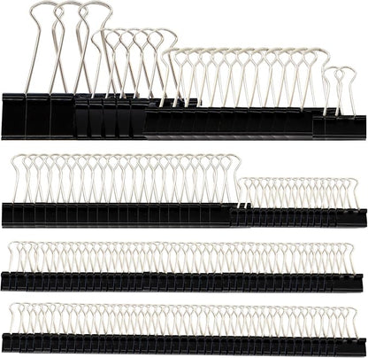 DSTELIN Binder Clips Paper Clamps Assorted Sizes 150 Count (Black), Large, Medium, Small, X Small and Micro, 5 Sizes in One Pack, Meet Your Different Using Needs.