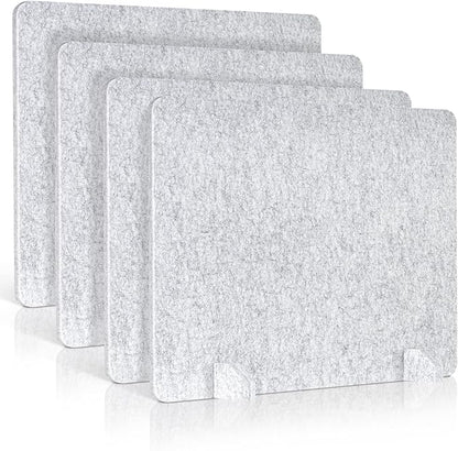 AMUSIGHT 4 Pack Acoustic Desk Dividers - 24" x 20" Freestanding Privacy Panels Set with Noise - Reducing Design Cubicle Sound Proof, Ideal for Office, Classroom, and Home (Silver Gray)
