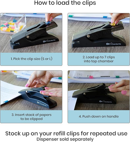 OfficeGoods No Slip Clip Refills - Binds Up to 50 Pages - Reusable - Works with No Slip Clip Dispenser - 50 ct Box Each Small & Large - 100 ct Total - Blue