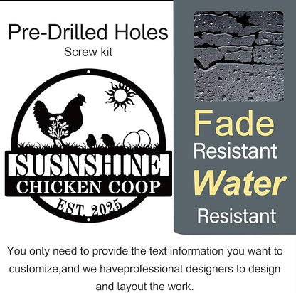 Personalized Chicken Coop Metal Signs Custom Chicken Coop Decor Chicken Coop Accessories Chicken Signs for Coop Funny Outdoor Personalized Fluffy Butt Hut Chicken Sign Gift for Chicken Lovers