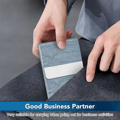 Business Card Holder with Ultra Slim Design, Business Card Case with Premium PU Leather, Suit Pocket Metal Card Holder for Women/Men, Magnetic Closure Quick Access Cards