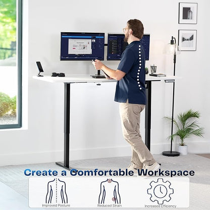 VIVO Electric 71 x 30 in Standing Desk, Memory Height Adjustment, 1B Series, Holds 220 lbs, White Top Black Frame, DESK-KIT-1B7W
