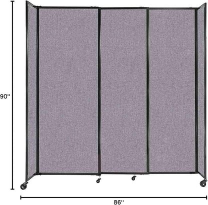 Versare Straightwall Sliding Portable Wall Partition | Freestanding Office Dividers | Locking Wheels | Temporary Room Separator | 7'2'' Wide x 7'6'' Tall Cloud Gray Fabric Panels