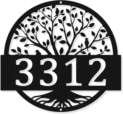 Tree Of Life Metal Wall Art Address Plaque,Custom House Address Plaques Sign, Address Numbers For Houses, Address Plaques for House, Front Door Outdoor Address Plaques Signs, Housewarming Gift
