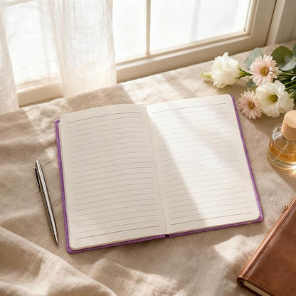 Custom Notebook and Pen Set - Personalized Cover with Logo/Text/Photo, Glitter Design & Rose Gold Accents, Customizable Journal with Matching Pen for Gifts/Office/School, Make It Unique, RoseRed
