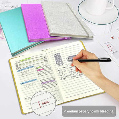 Custom Notebook and Pen Set - Personalized Cover with Logo/Text/Photo, Glitter Design & Rose Gold Accents, Customizable Journal with Matching Pen for Gifts/Office/School, Make It Unique, RoseRed