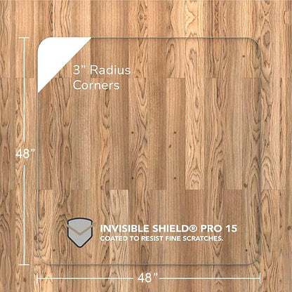 Vitrazza Glass Chair Mat 48” x 48” Superior ¼" thick, Luminoso Low-iron Ultra Clear, Certified Tempered Safety Glass, Delivers a Smooth Glide, Protects Carpet or Wood, Beautiful in Home or Office.