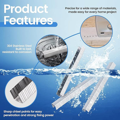 meite T-50 Heavy Duty Staples Marine, 1/2 Inch 304 Stainless Steel Staples for Staple Gun, 20 Gauge 3/8 Inch Crown Upholstery Staple for Marine Applications (1 Case)