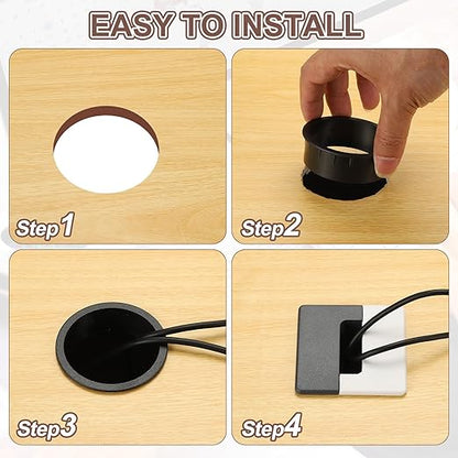 PATIKIL 2.8inch Desk Grommet, 6Pcs Cable Grommet Wire Management Cable Hole Cover Cord Organizer for Office Home Table Countertop, Black/White Black/Blue Black/Grey