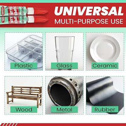 Super Glue Gel & Liquid, Clear Ca Glue Multipack All Purpose Repair Ceramic Plastic Glass Metal Pottery, Single Use Strong Cyanoacrylate Adhesive for Bonding Wood Shoes Crafts Model Aquarium Instant
