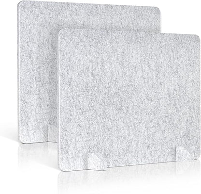 AMUSIGHT 2 Pack Acoustic Desk Dividers - 24" x 20" Freestanding Privacy Panels Set with Noise - Reducing Design Cubicle Sound Proof, Ideal for Office, Classroom, and Home (Silver Gray)