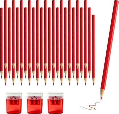 36 Piece Red Colored Pencils Set with Sharpener, Pre-Sharpened Professional Wooden Art Pencils for Artists Drawing and Sketching, Premium Colored Tone Supplies Delivering Detailed Painting(Red)